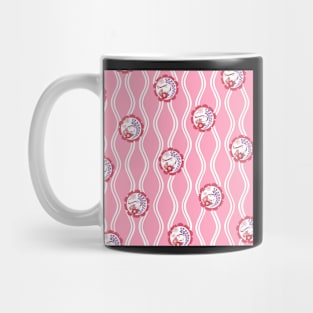 Traditional Japanese Floral Tatewaku Spring Flowers Pattern with Sakura Cherry Blossom, Camellia, and Wisteria in Pastel Pink Mug